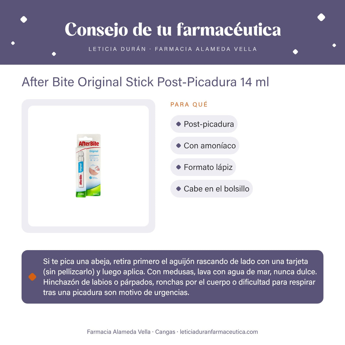 After Bite Original Stick Post-Picadura 14 ml – consejo de tu farmacéutica