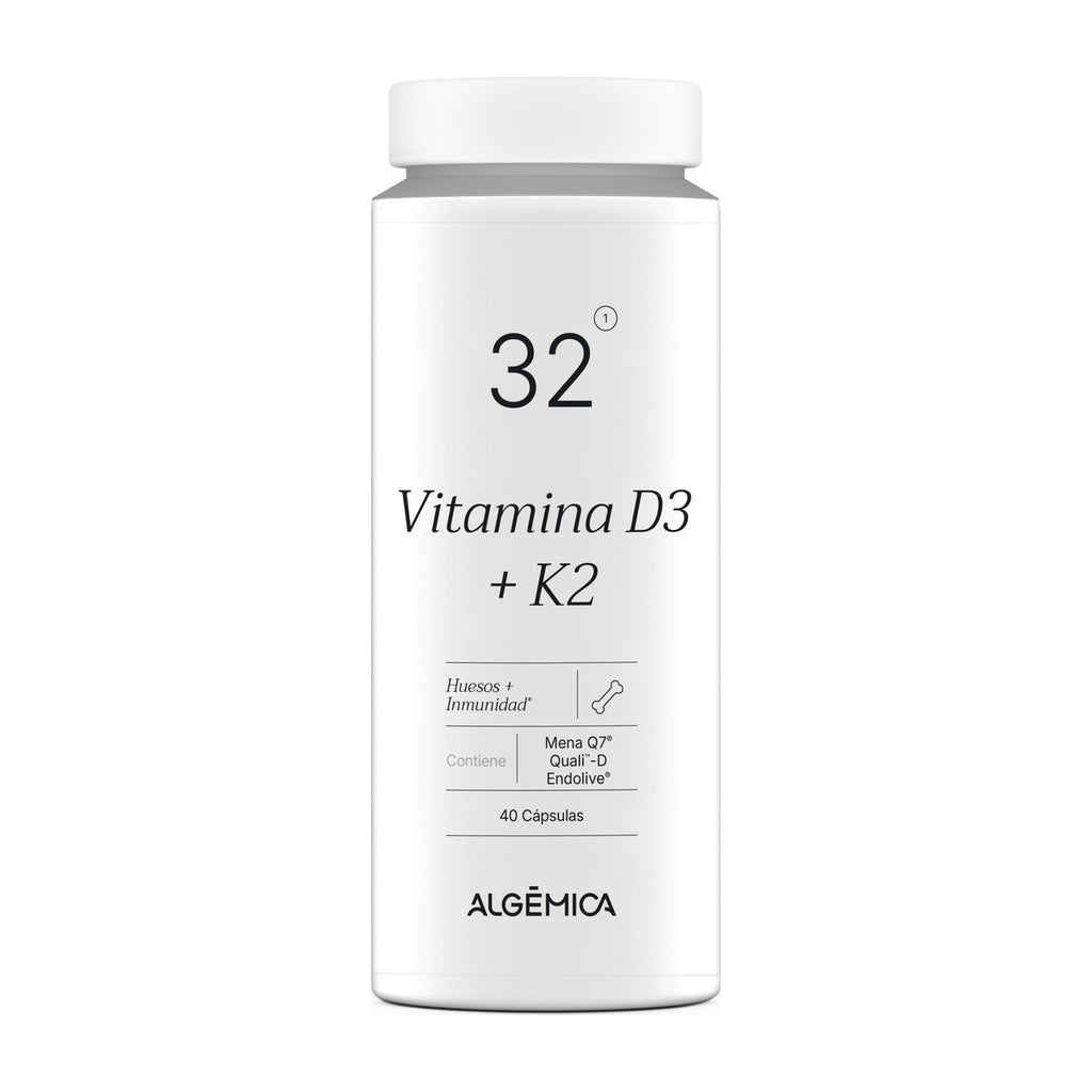 Algèmica 32 Vitamina D3 + K2 MK-7 40 Cápsulas con Extracto de Oliva
