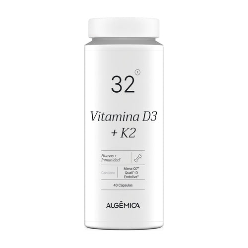 Algèmica 32 Vitamina D3 + K2 MK-7 40 Cápsulas con Extracto de Oliva