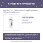Algèmica P65+ Glut Complex Polvo 20 Sticks con L-Glutamina y Cúrcuma – consejo de tu farmacéutica