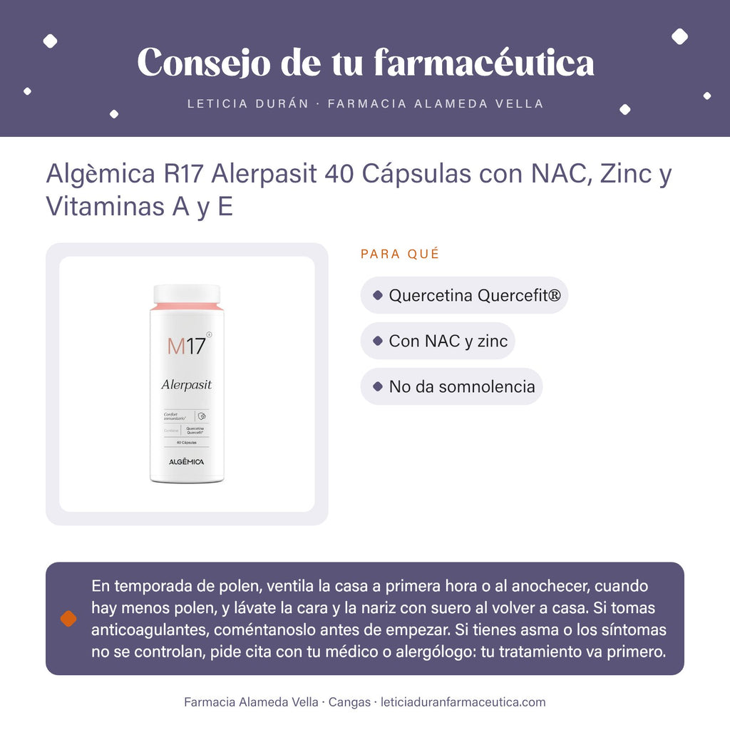 Algèmica R17 Alerpasit 40 Cápsulas con NAC, Zinc y Vitaminas A y E – consejo de tu farmacéutica