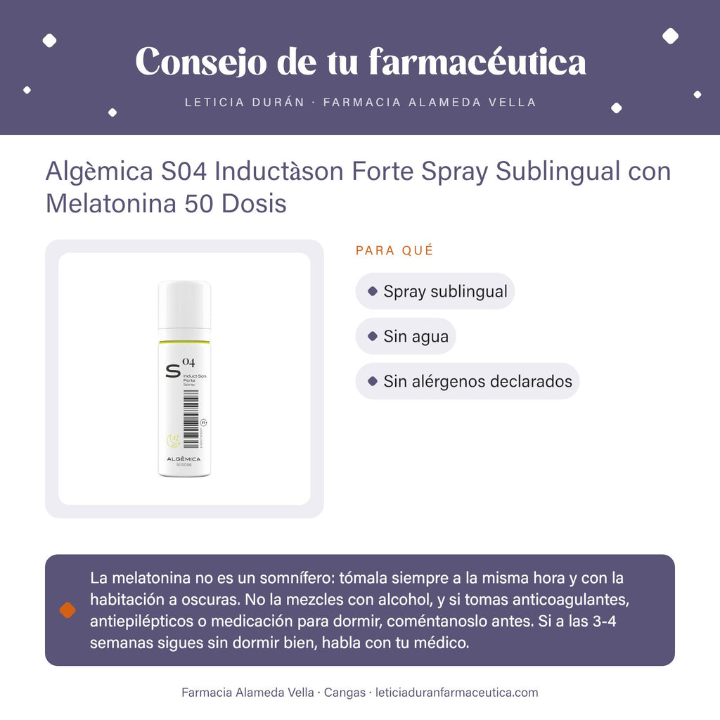 Algèmica S04 Inductàson Forte Spray Sublingual con Melatonina 50 Dosis – consejo de tu farmacéutica