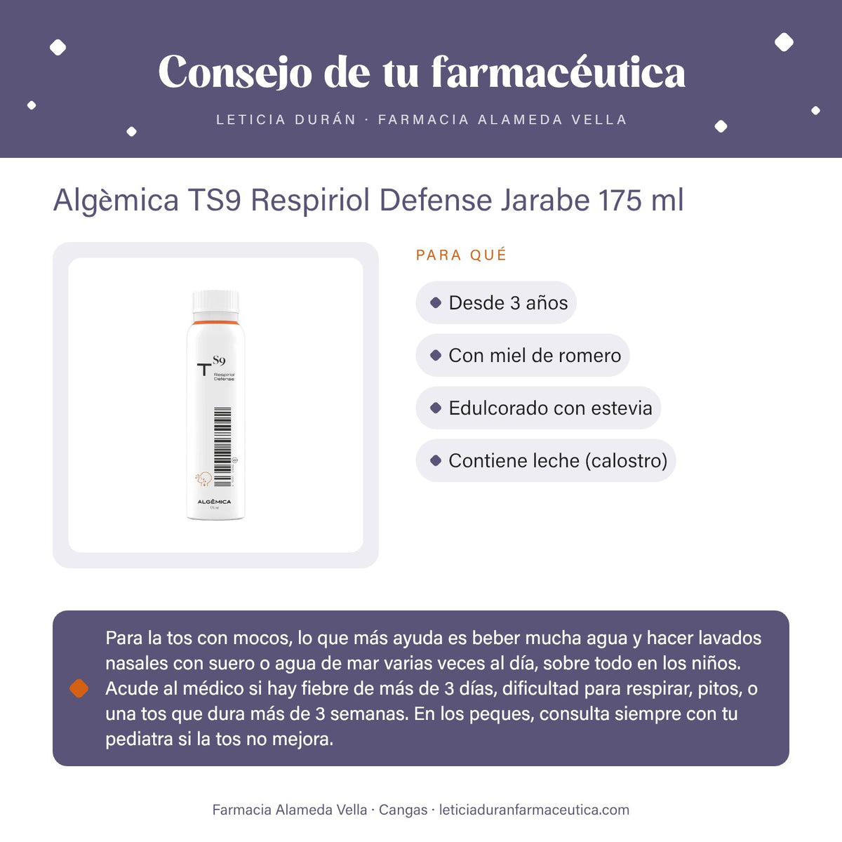 Algèmica TS9 Respiriol Defense Jarabe 175 ml – consejo de tu farmacéutica