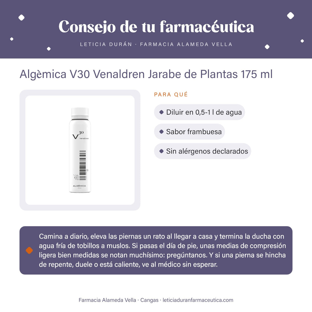 Algèmica V30 Venaldren Jarabe de Plantas 175 ml – consejo de tu farmacéutica