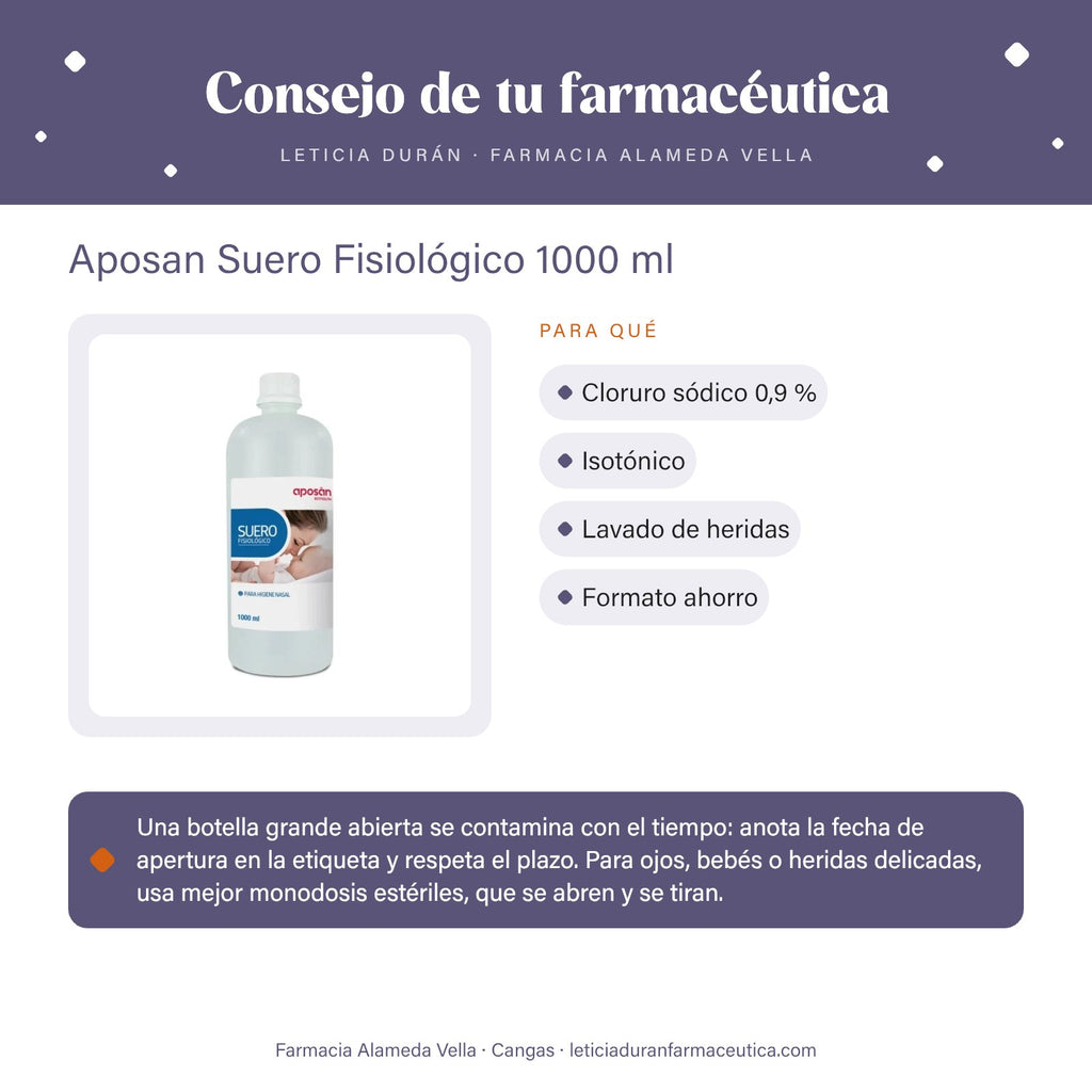 Aposan Suero Fisiológico 1000 ml – consejo de tu farmacéutica