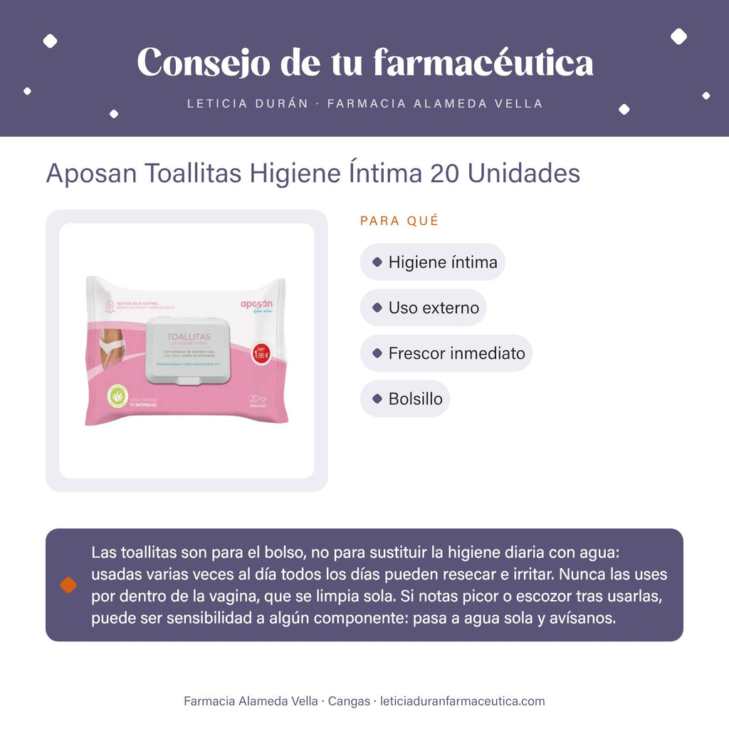 Aposan Toallitas Higiene Íntima 20 Unidades – consejo de tu farmacéutica