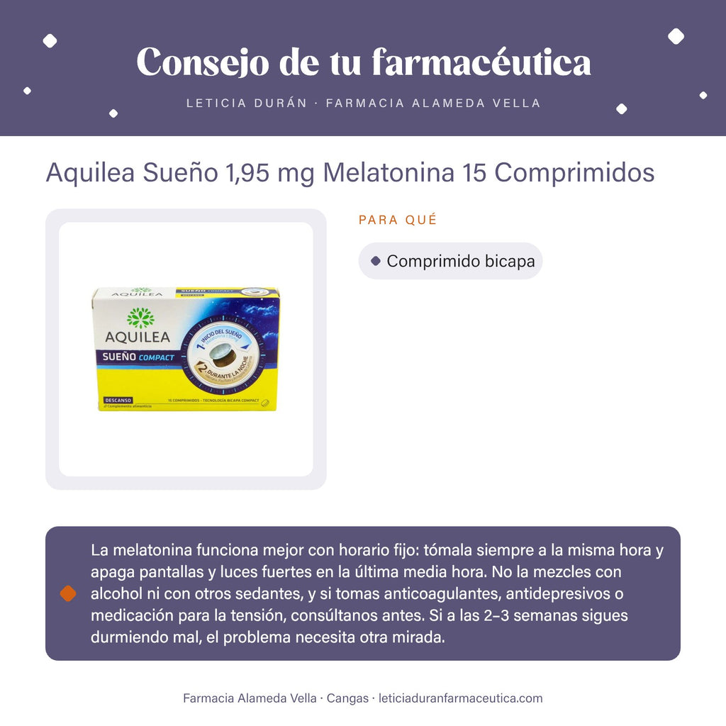 Aquilea Sueño 1,95 mg Melatonina 15 Comprimidos – consejo de tu farmacéutica