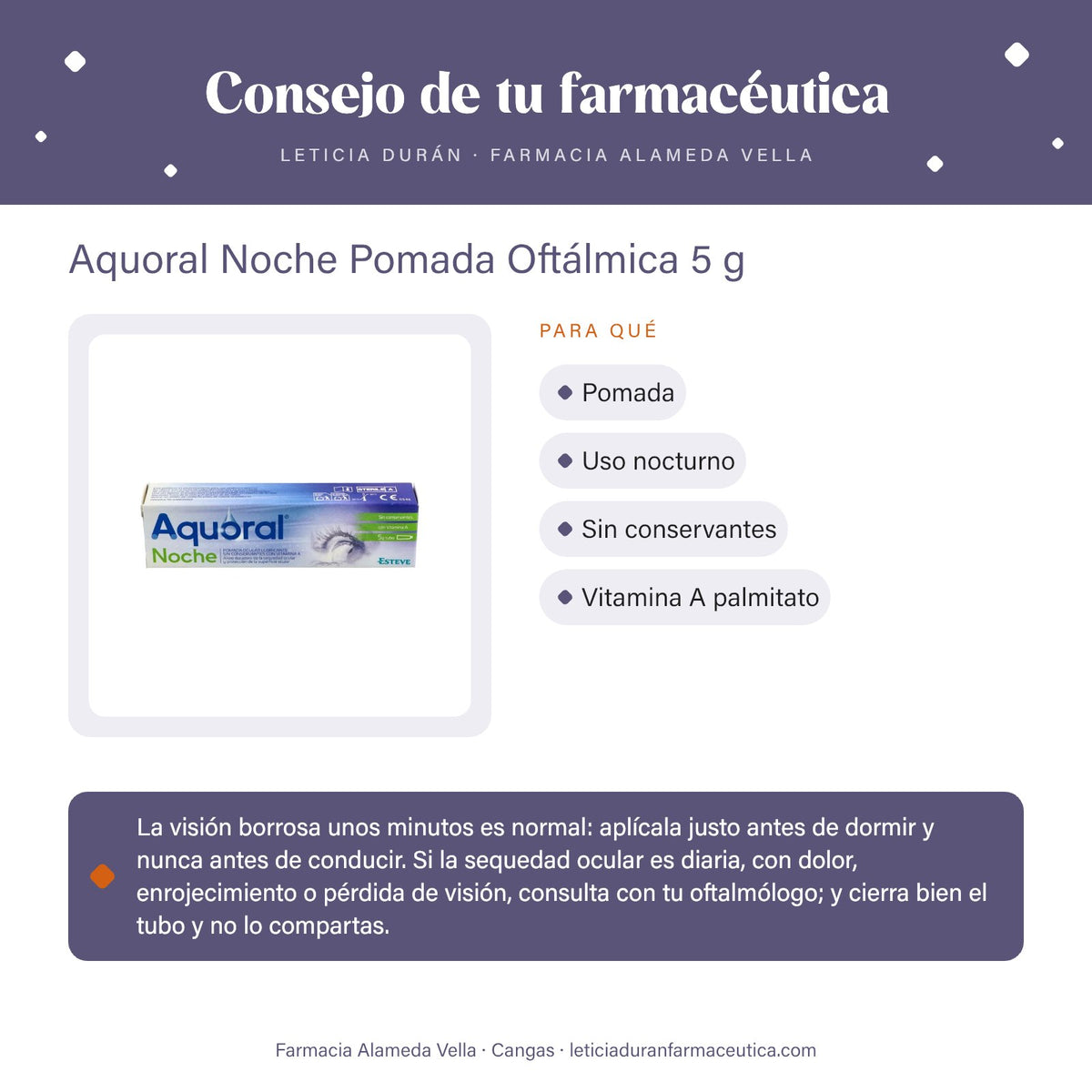 Aquoral Noche Pomada Oftálmica 5 g – consejo de tu farmacéutica
