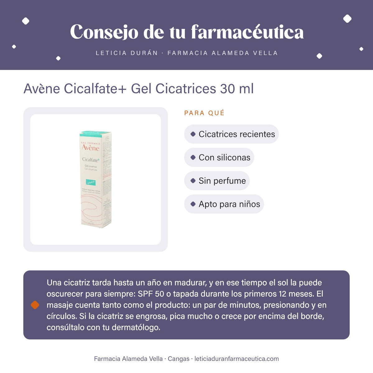 Avène Cicalfate+ Gel Cicatrices 30 ml – consejo de tu farmacéutica