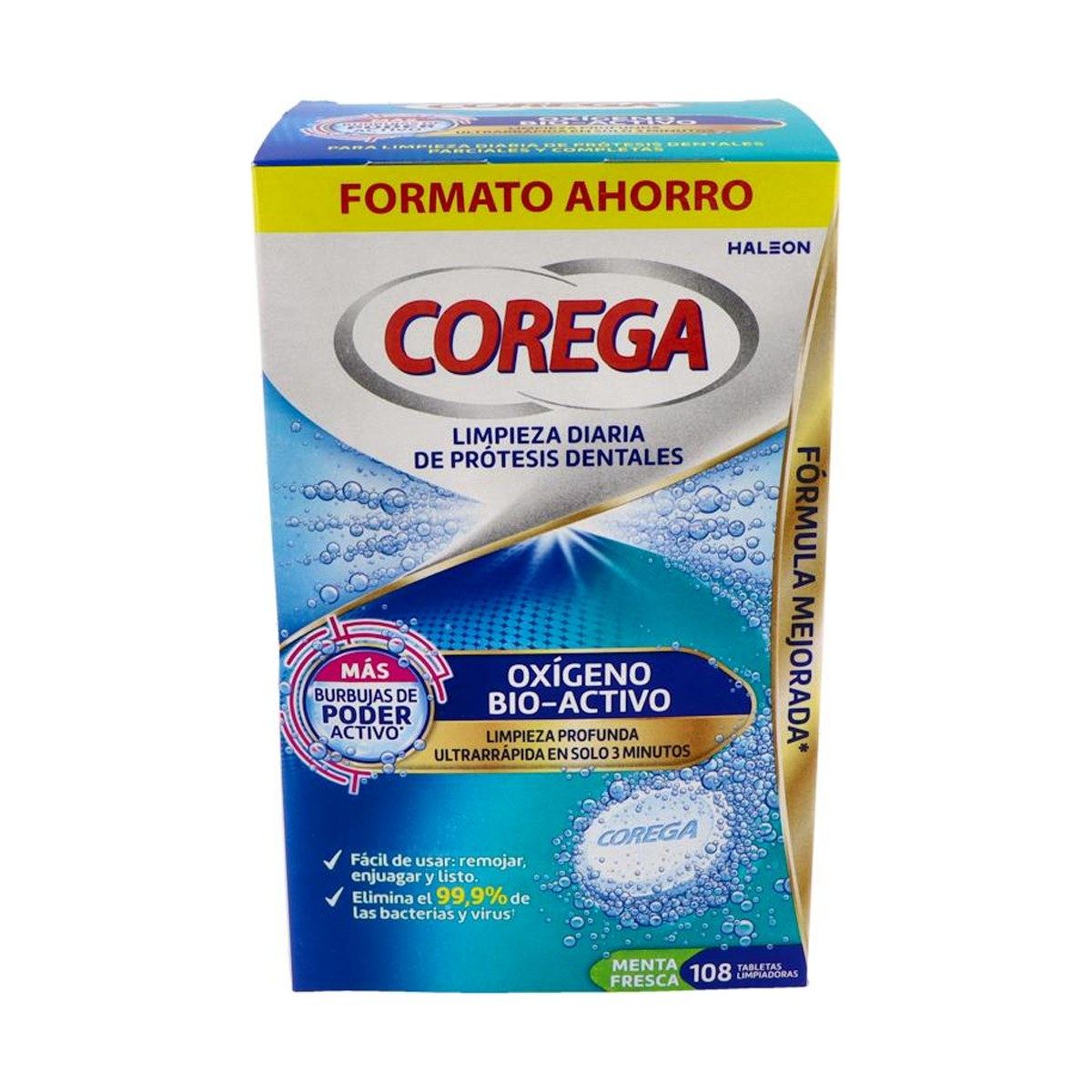 Corega Oxígeno Bioactivo Tabletas Limpiadoras 108 Unidades