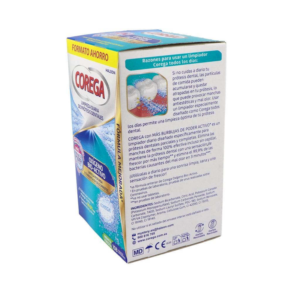 Corega Oxígeno Bioactivo Tabletas Limpiadoras 108 Unidades