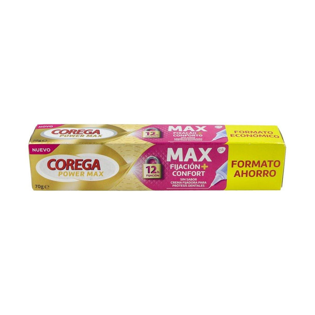 Corega Max Fijación + Confort Crema Adhesiva sin Sabor 70 g