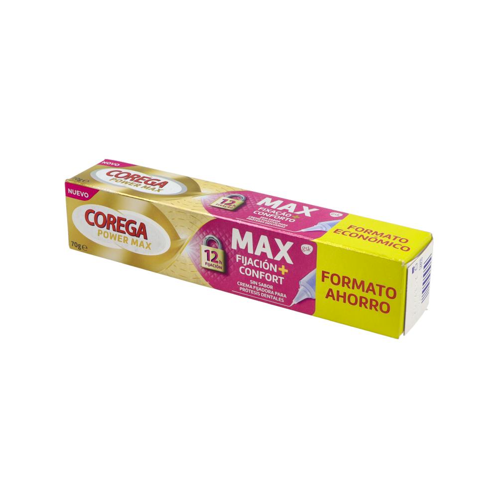 Corega Max Fijación + Confort Crema Adhesiva sin Sabor 70 g