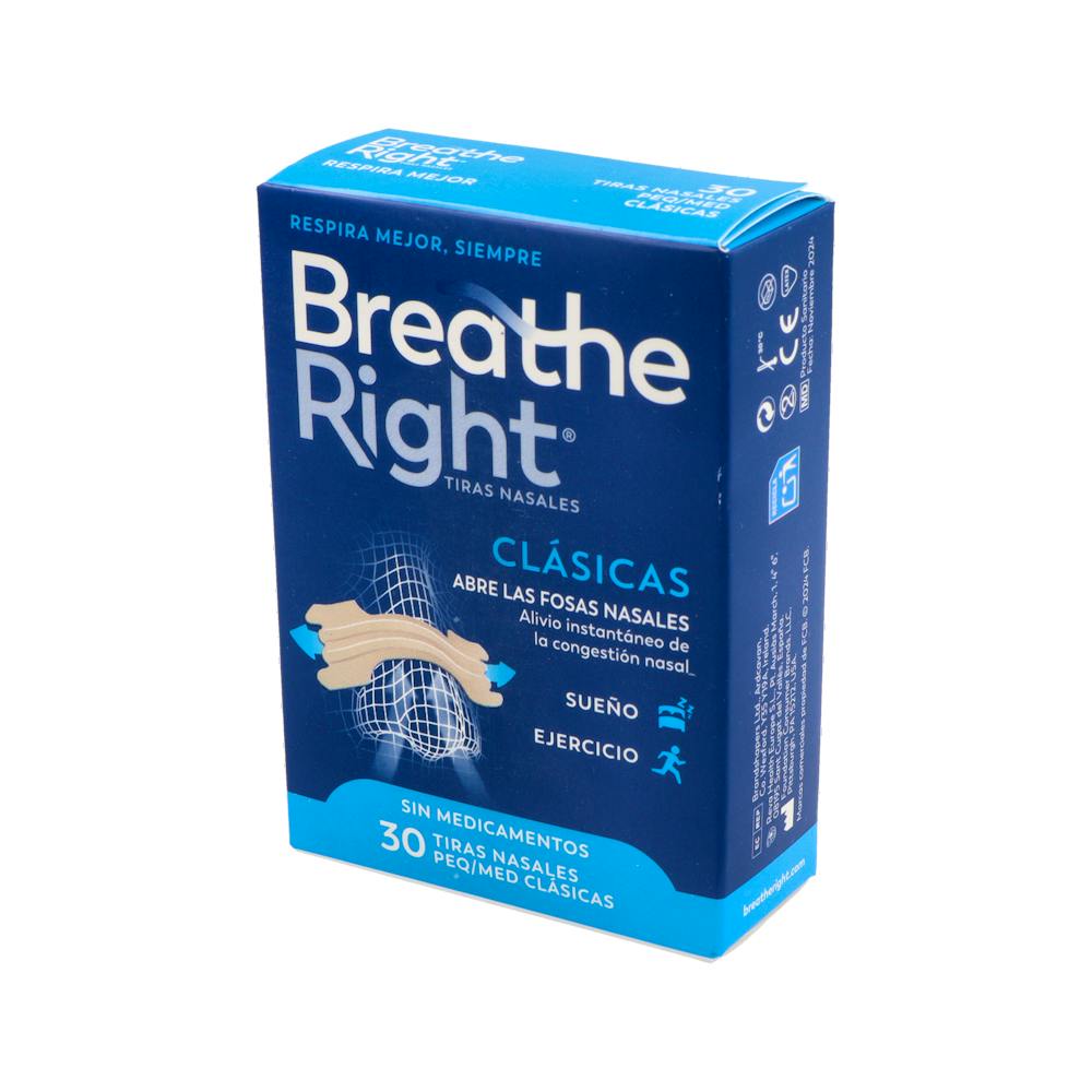 Breathe Right Tiras Nasales Talla Pequeña/Mediana 30 Unidades