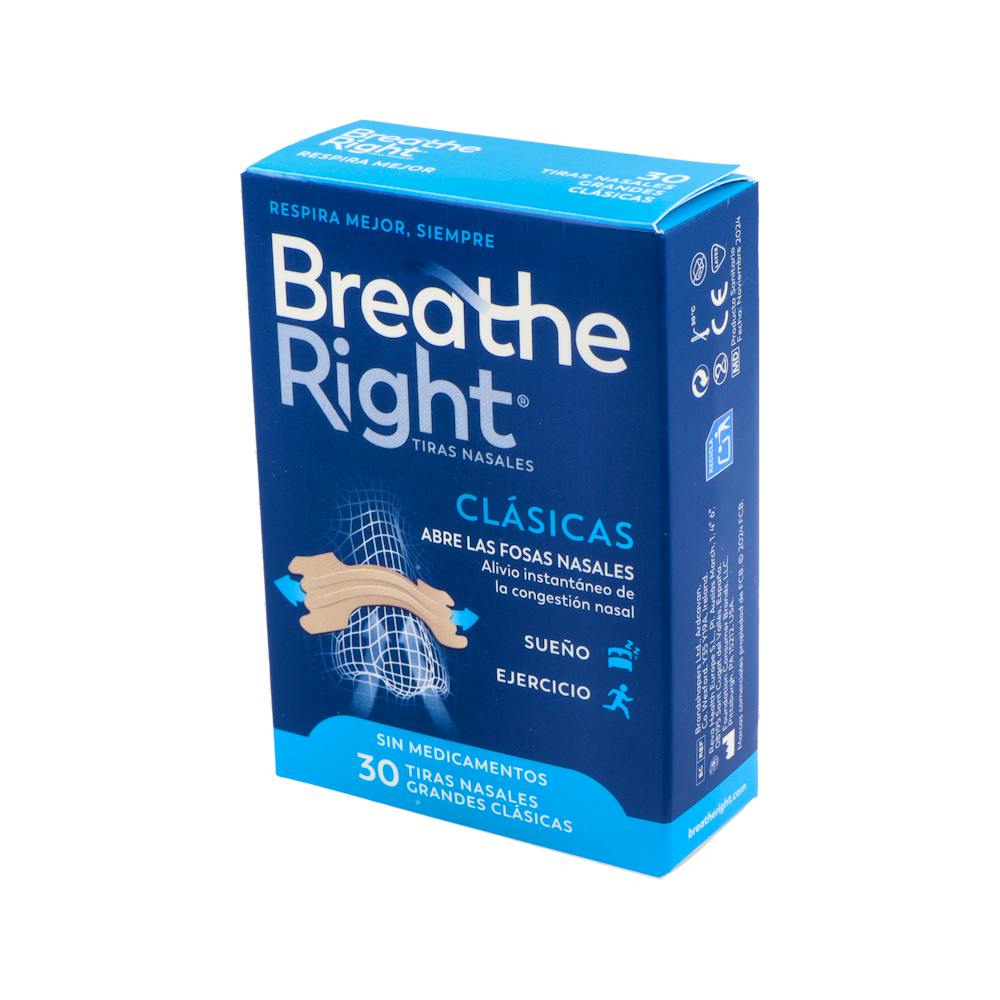 Breathe Right Tiras Nasales Talla Mediana/Grande 30 Unidades