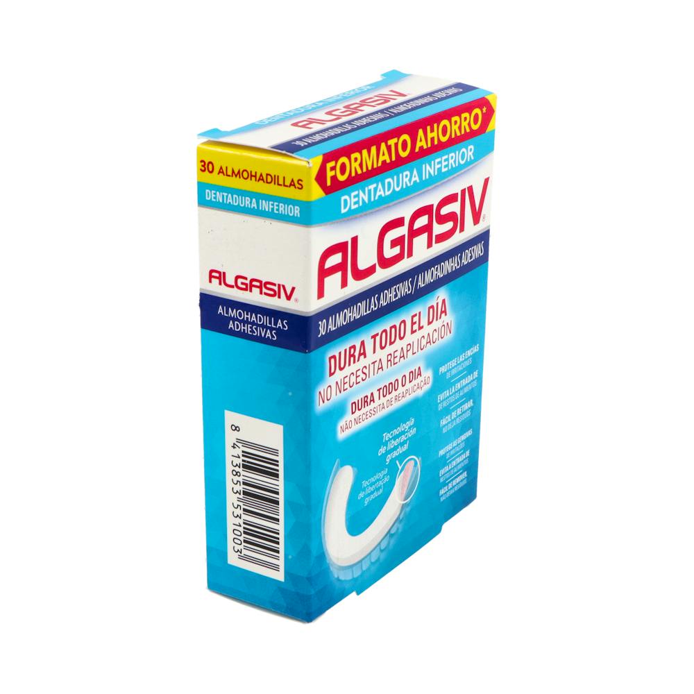 Algasiv Inferior Almohadillas Adhesivas Prótesis Dental 30 Unidades