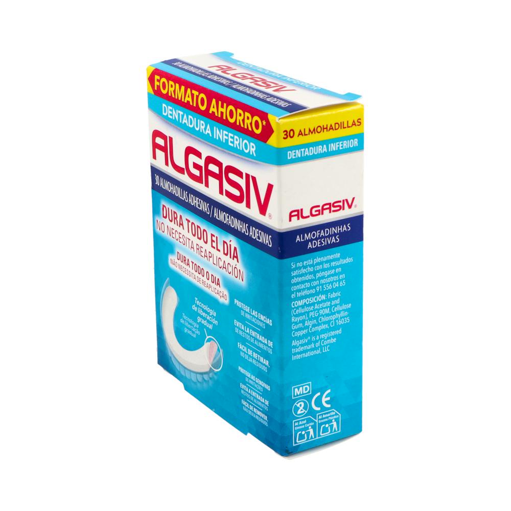 Algasiv Inferior Almohadillas Adhesivas Prótesis Dental 30 Unidades