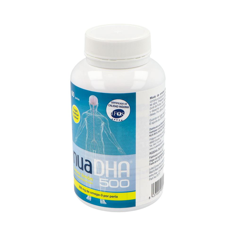 Nua DHA 500 Omega 3 60 Perlas Sabor Limón
