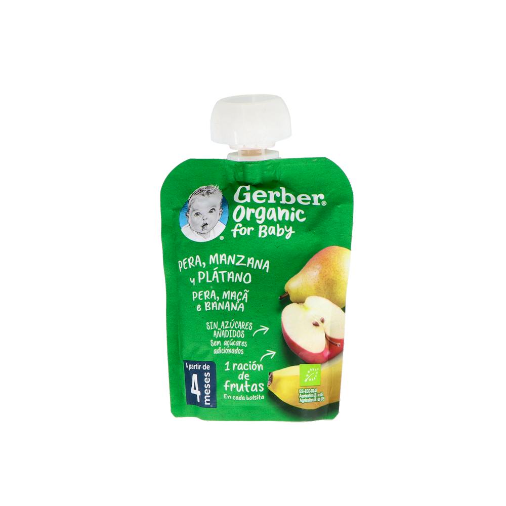 Gerber Organic Pouch Pera, Manzana y Plátano 90 g