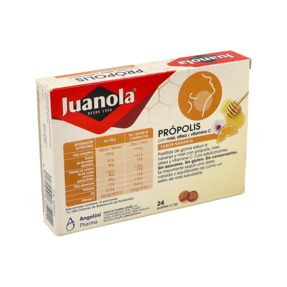Juanola Pastillas Blandas Própolis, Miel y Altea Naranja 24 Unidades