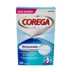 Corega Blanqueador Tabletas Limpiadoras Prótesis 30 Unidades