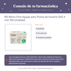 BD Micro-Fine Agujas para Pluma de Insulina 32G 4 mm 100 Unidades – consejo de tu farmacéutica