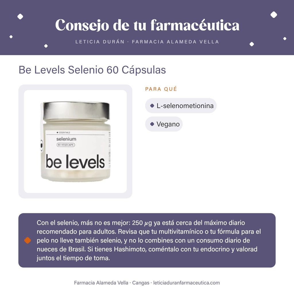 Be Levels Selenio 60 Cápsulas – consejo de tu farmacéutica