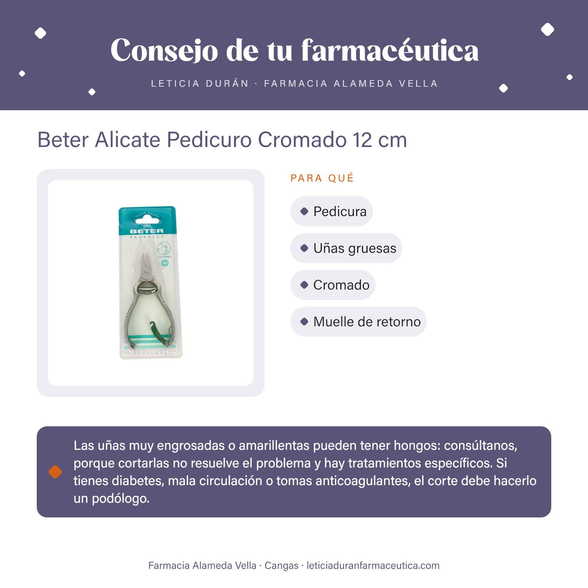 Beter Alicate Pedicuro Cromado 12 cm – consejo de tu farmacéutica