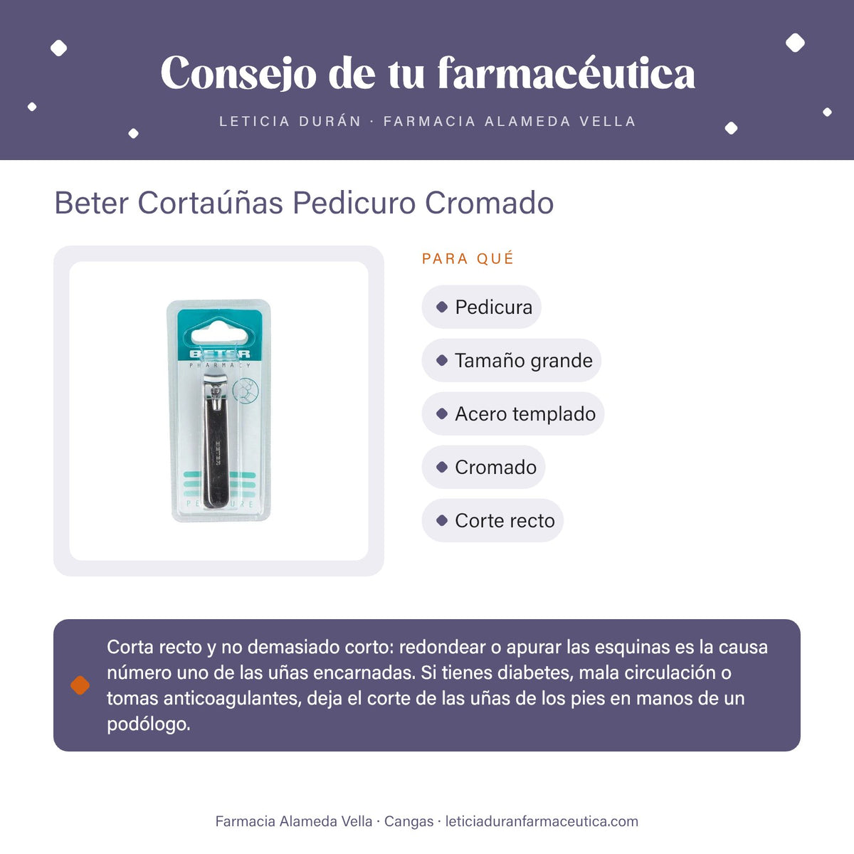 Beter Cortaúñas Pedicuro Cromado – consejo de tu farmacéutica