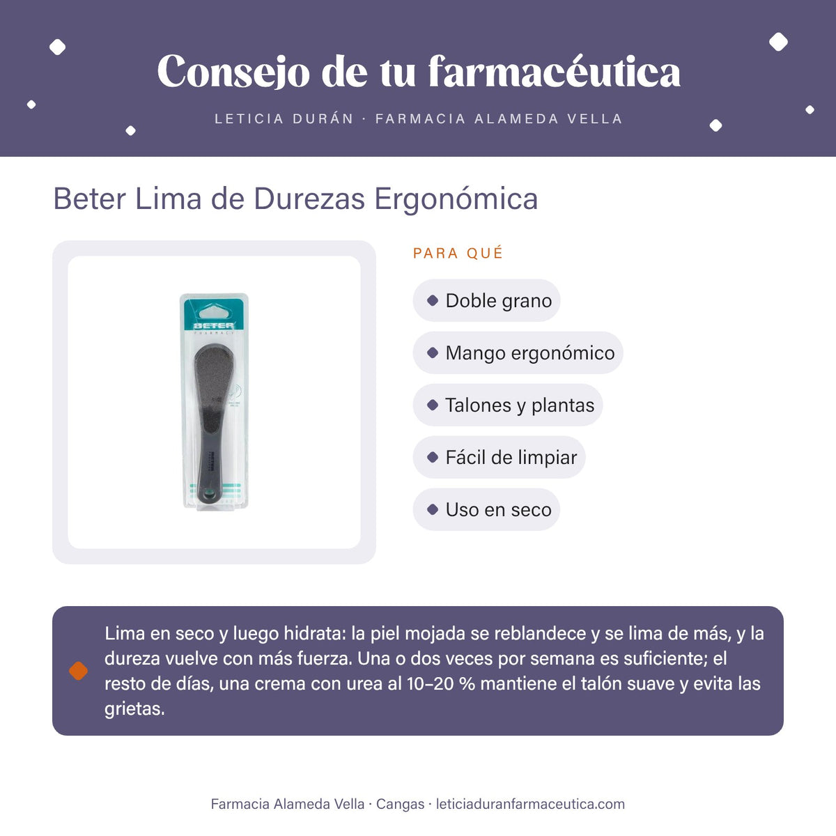 Beter Lima de Durezas Ergonómica – consejo de tu farmacéutica