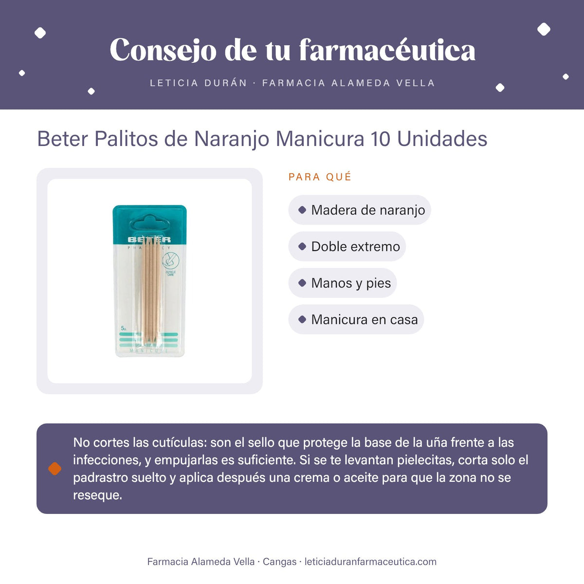 Beter Palitos de Naranjo Manicura 10 Unidades – consejo de tu farmacéutica