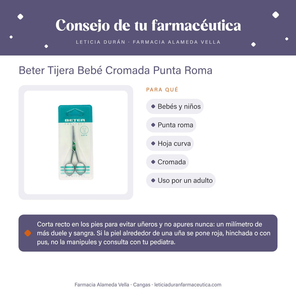 Beter Tijera Bebé Cromada Punta Roma – consejo de tu farmacéutica