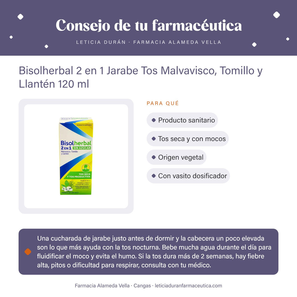 Bisolherbal 2 en 1 Jarabe Tos Malvavisco, Tomillo y Llantén 120 ml – consejo de tu farmacéutica