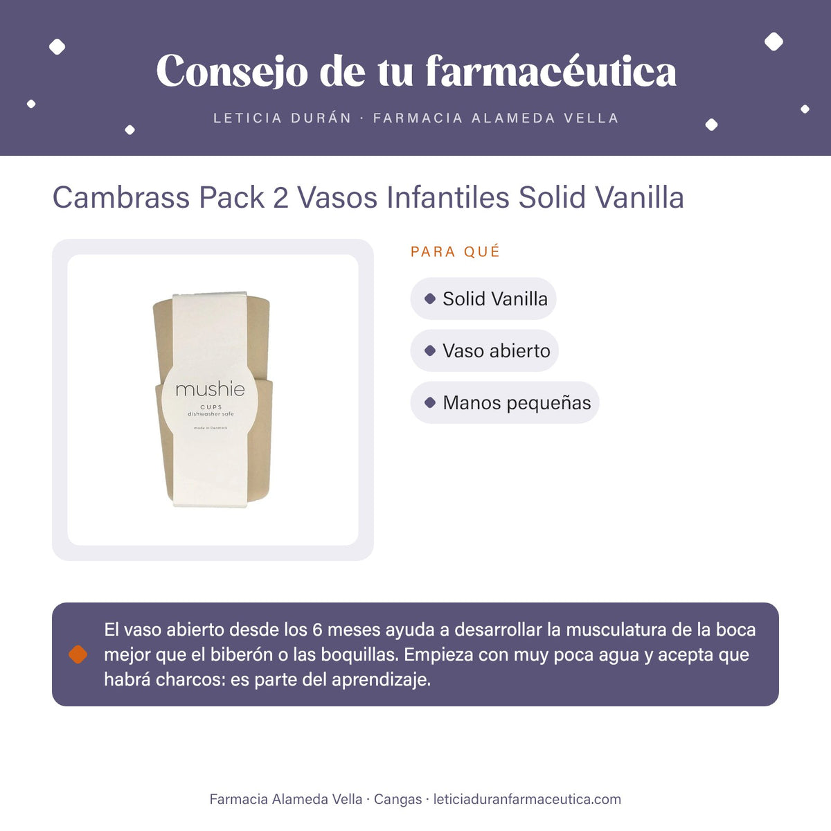 Cambrass Pack 2 Vasos Infantiles Solid Vanilla – consejo de tu farmacéutica