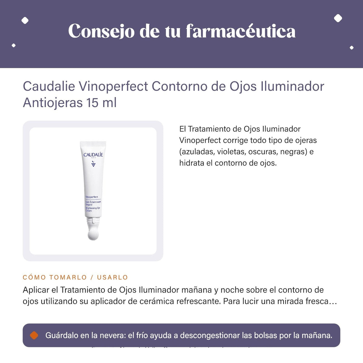 Caudalie Vinoperfect Contorno de Ojos Iluminador Antiojeras 15 ml – consejo de tu farmacéutica