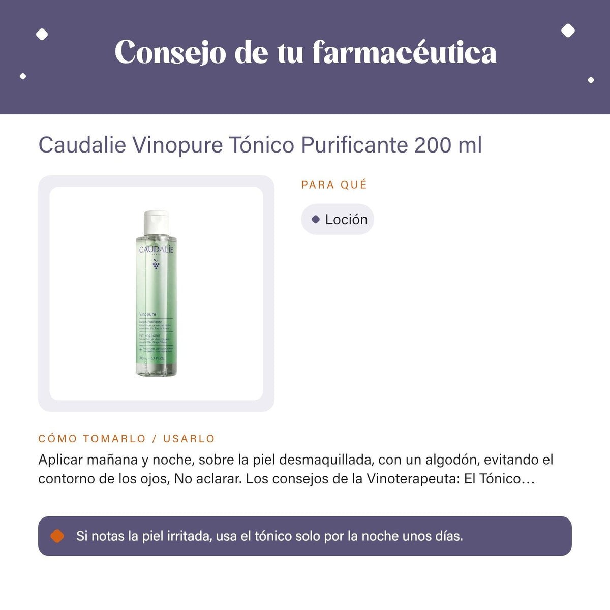 Caudalie Vinopure Tónico Purificante 200 ml – consejo de tu farmacéutica