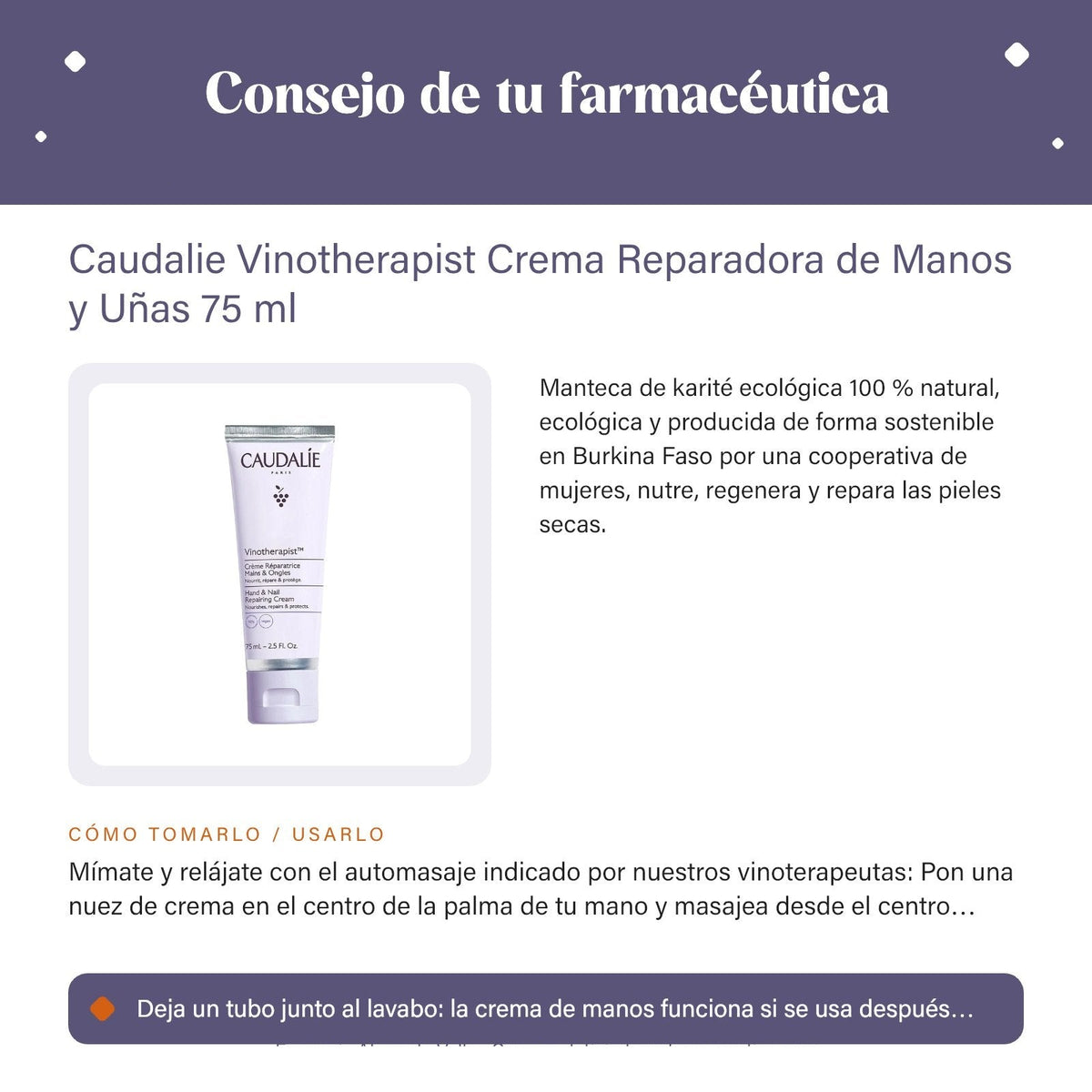 Caudalie Vinotherapist Crema Reparadora de Manos y Uñas 75 ml – consejo de tu farmacéutica