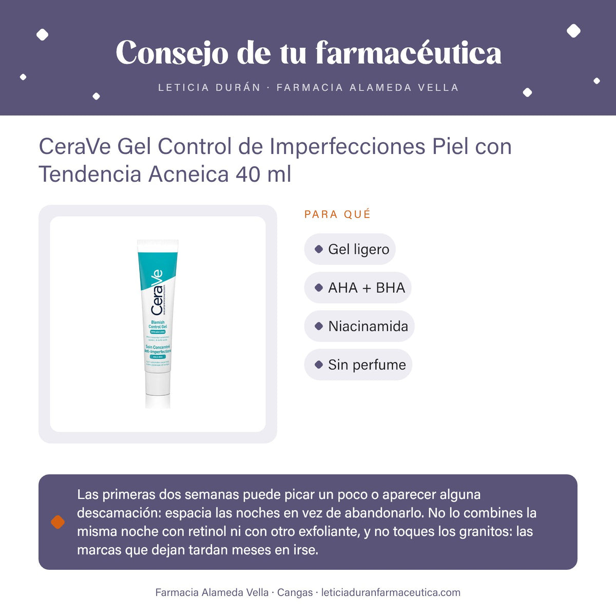 CeraVe Gel Control de Imperfecciones Piel con Tendencia Acneica 40 ml – consejo de tu farmacéutica