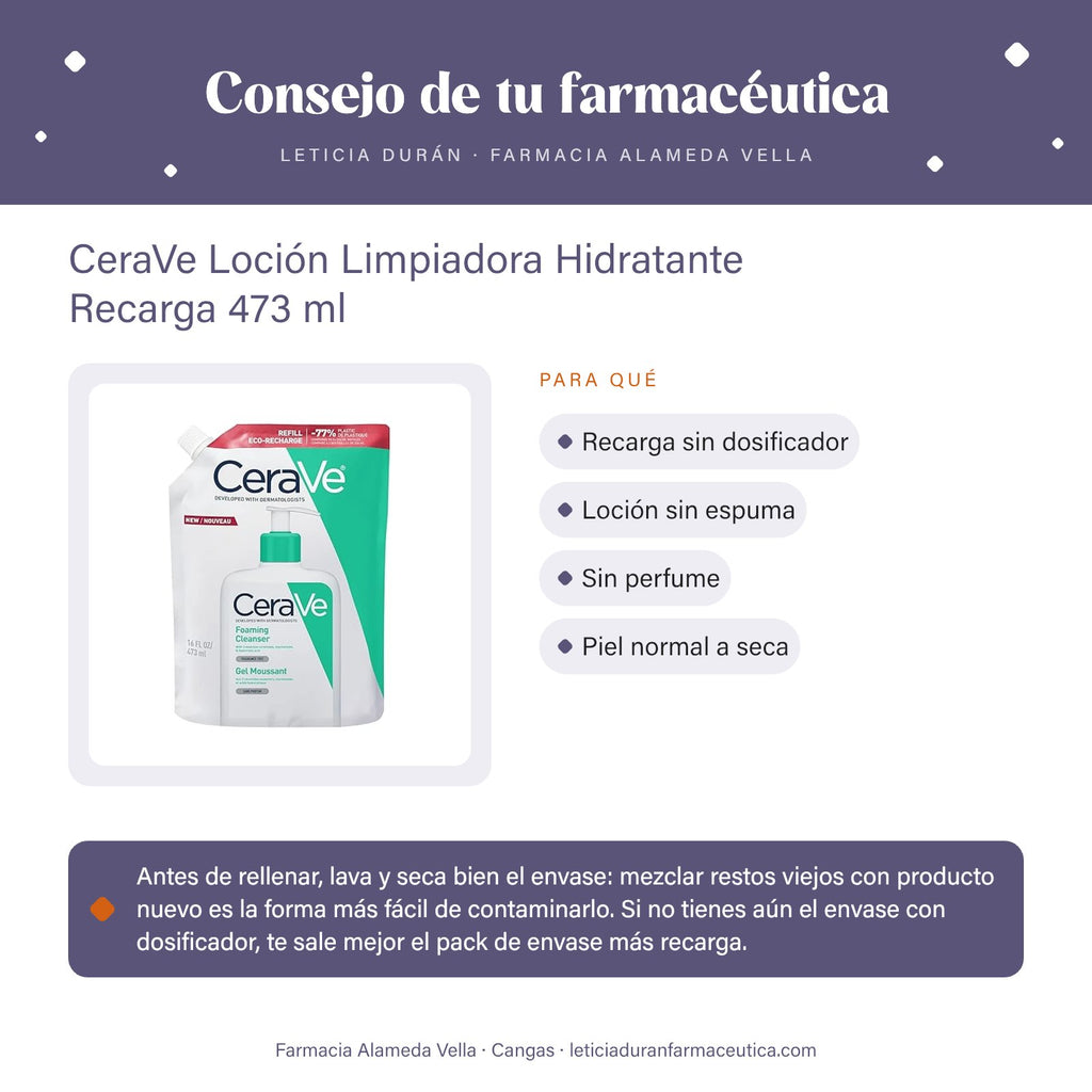 CeraVe Loción Limpiadora Hidratante Recarga 473 ml – consejo de tu farmacéutica