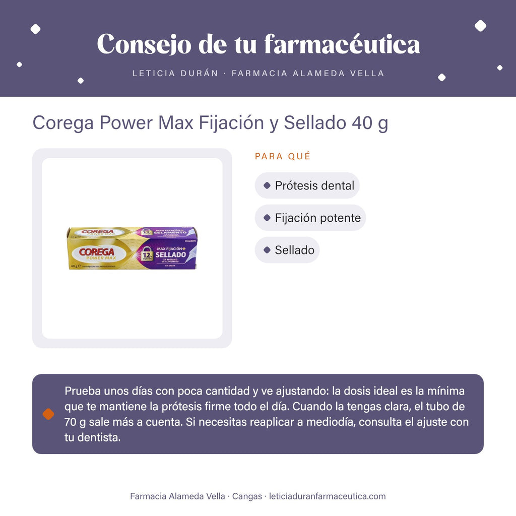 Corega Power Max Fijación y Sellado 40 g – consejo de tu farmacéutica
