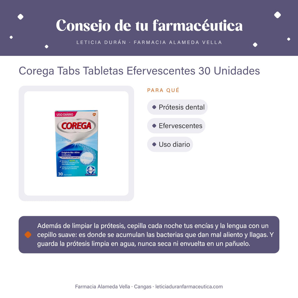 Corega Tabs Tabletas Efervescentes 30 Unidades – consejo de tu farmacéutica