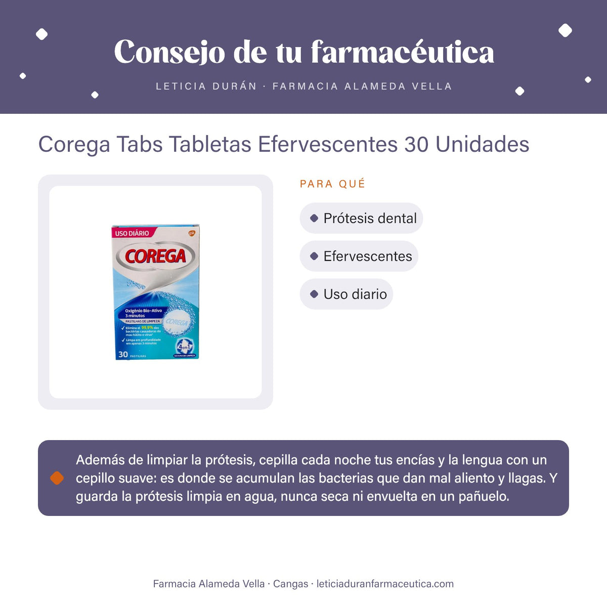 Corega Tabs Tabletas Efervescentes 30 Unidades – consejo de tu farmacéutica