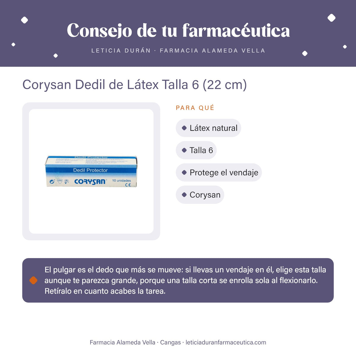 Corysan Dedil de Látex Talla 6 (22 cm) – consejo de tu farmacéutica