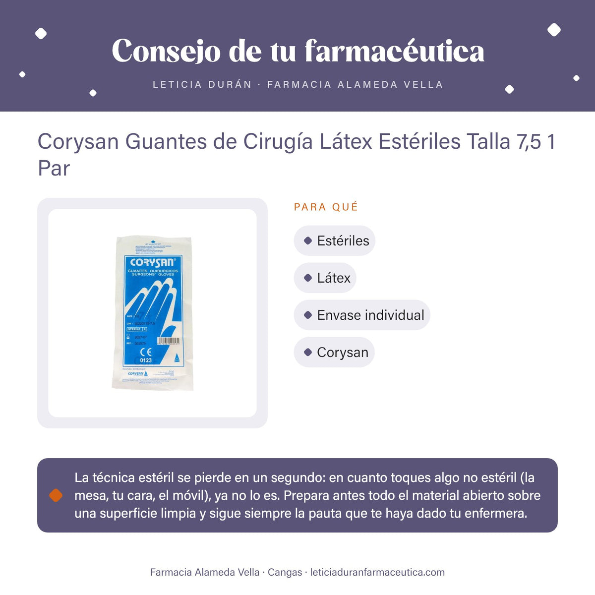 Corysan Guantes de Cirugía Látex Estériles Talla 7,5 1 Par – consejo de tu farmacéutica