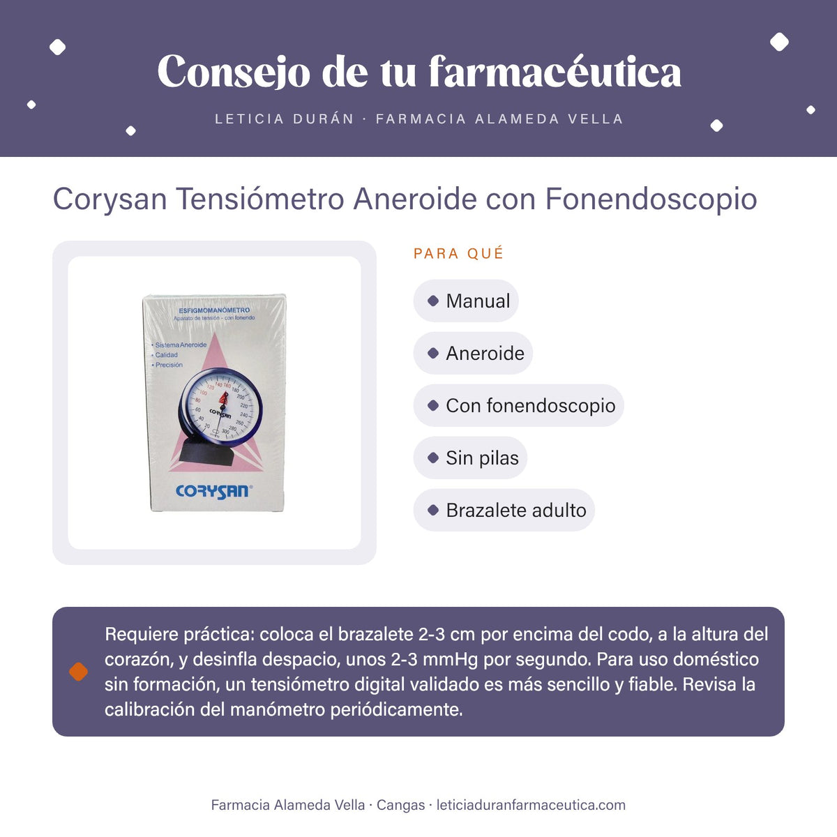 Corysan Tensiómetro Aneroide con Fonendoscopio – consejo de tu farmacéutica