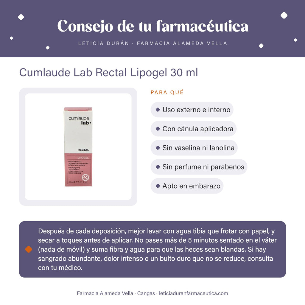 Cumlaude Lab Rectal Lipogel 30 ml – consejo de tu farmacéutica