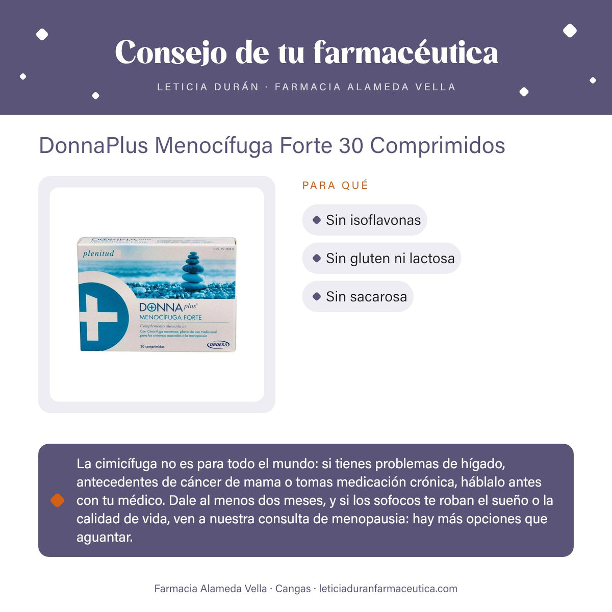 DonnaPlus Menocífuga Forte 30 Comprimidos – consejo de tu farmacéutica