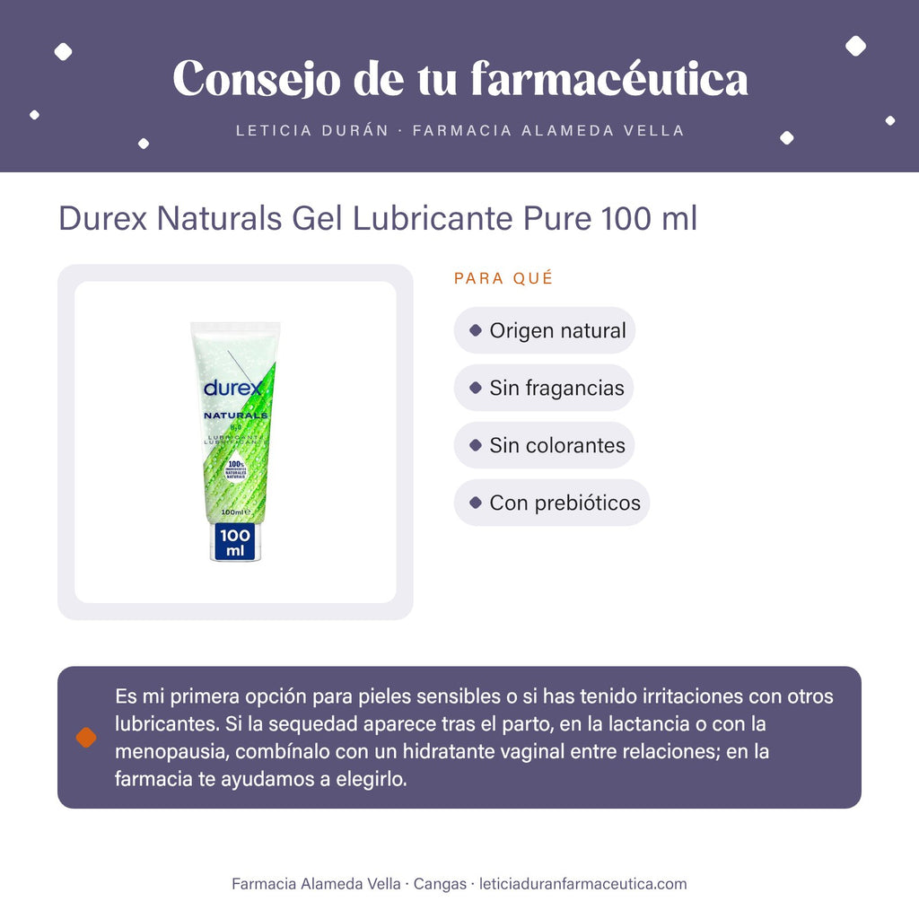 Durex Naturals Gel Lubricante Pure 100 ml – consejo de tu farmacéutica