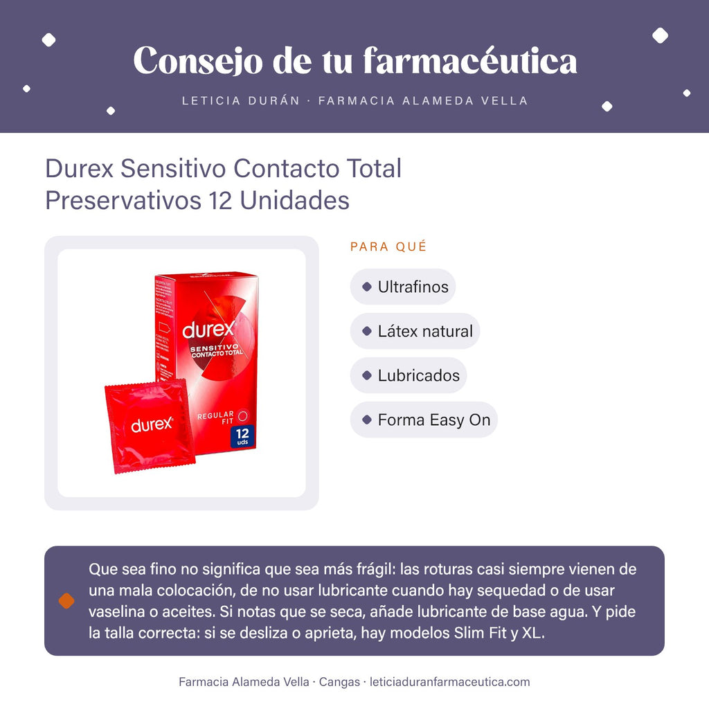 Durex Sensitivo Contacto Total Preservativos 12 Unidades – consejo de tu farmacéutica