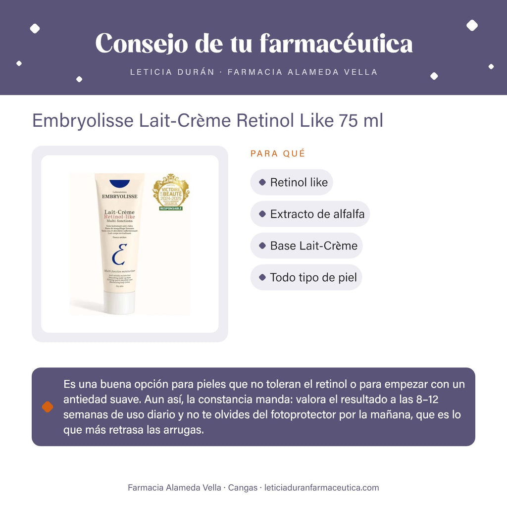 Embryolisse Lait-Crème Retinol Like 75 ml – consejo de tu farmacéutica